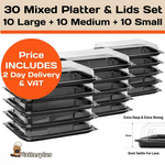30 x Platterplus Combi Sandwich Platters with Lids (10 Large,10 Medium,10 Small)