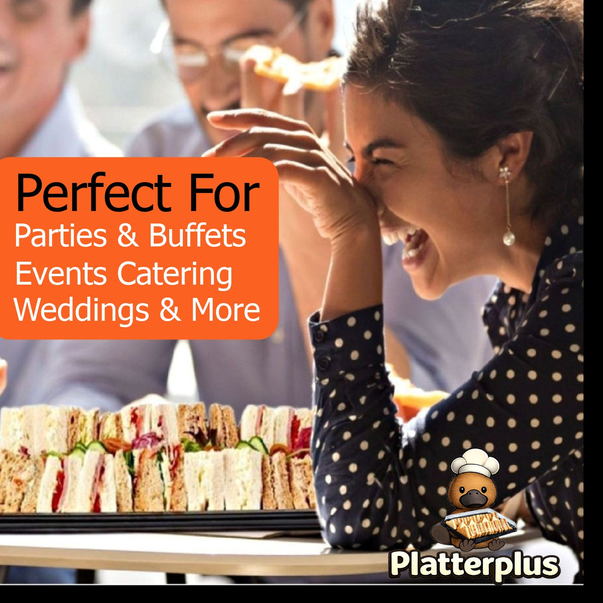 Platterplus 5 Large Sandwich Platter Trays + 5 Extra Deep Lids