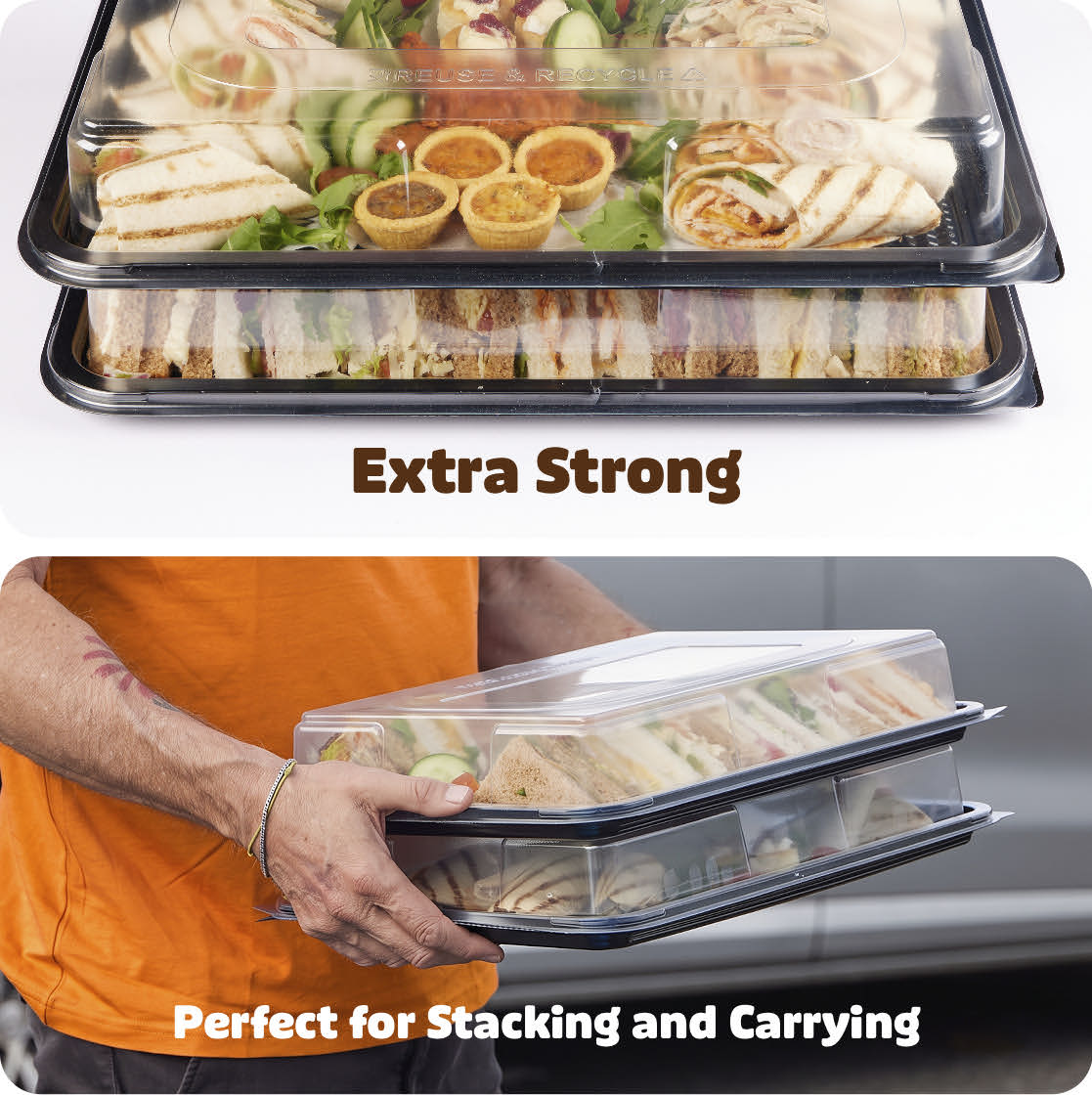 Platterplus 10 Large Sandwich Platter Trays + 10 Extra Deep Lids