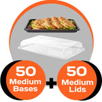 BUMPER BOX - 50 Medium Catering Platter Trays & 50 Clear Lids