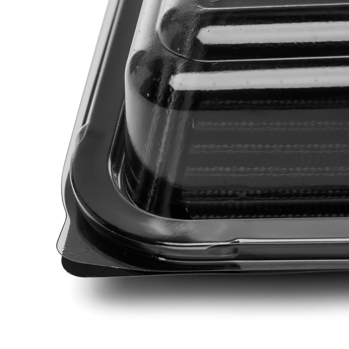 Set of five large and five medium buffet platter trays with matching lids by Platterplus, ideal for serving appetizers and snacks.