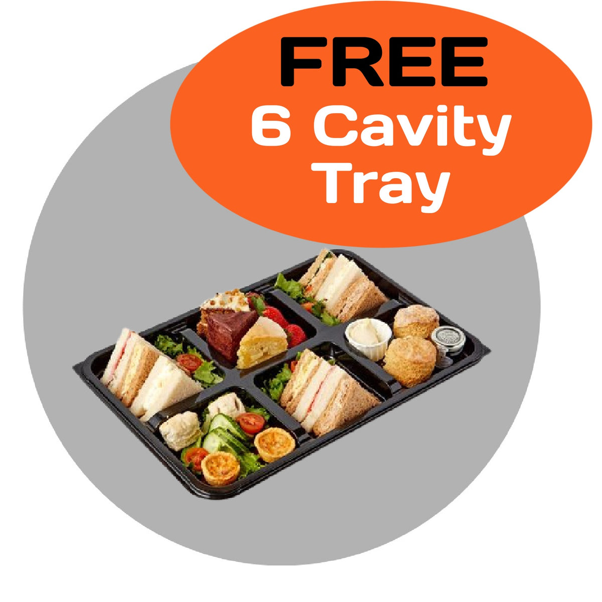 Large Platterplus serving trays with extra-large lids, plus a free 6-cavity tray, perfect for stylish food presentation and storage.
