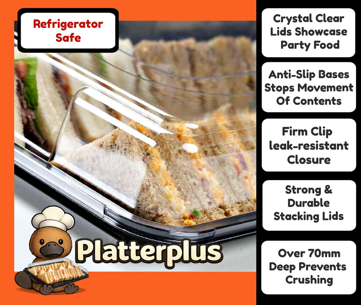 Reusable plastic sandwich platter trays and lids - Platterplus
